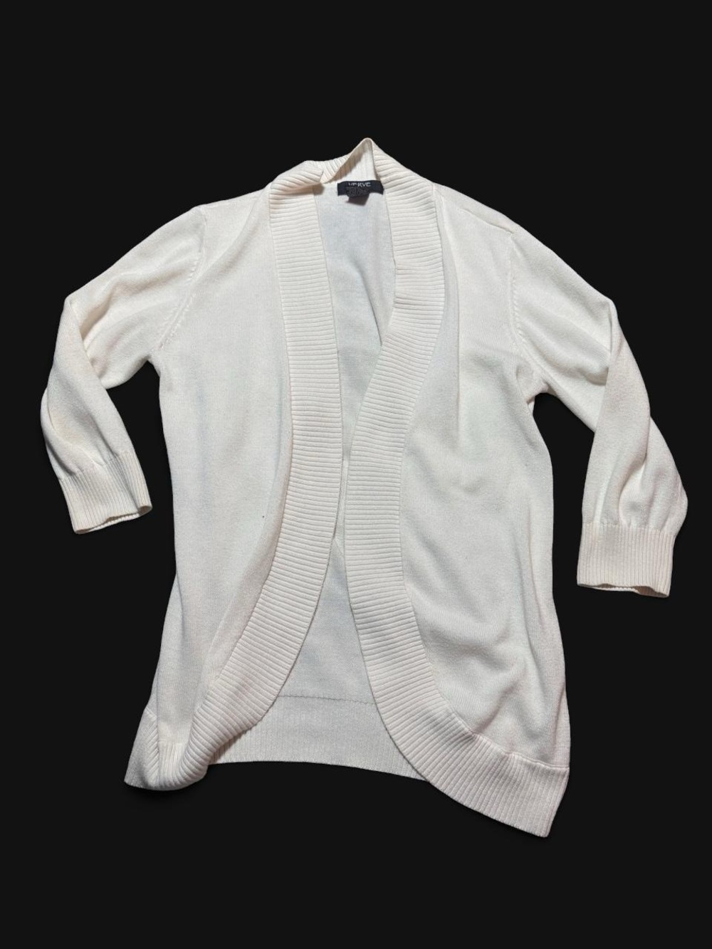 Verve Ami Cream Ribbed-Trim Open Cardigan